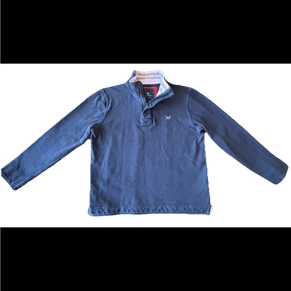 Crew Clothing Co. Navy Blue Padstow Pique Quarter Zip Pullover  100% Cotton